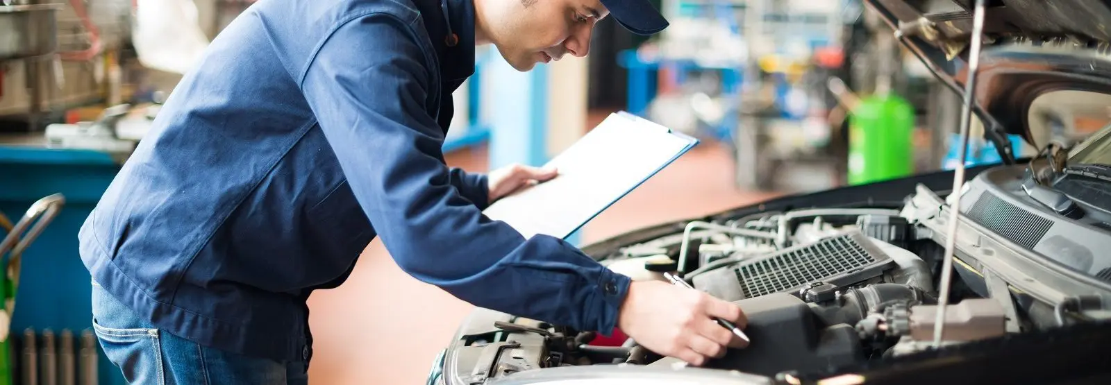 Mechanic working on car