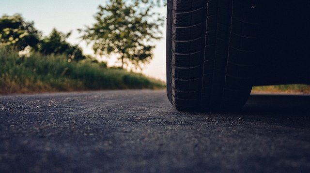 Tyre on road