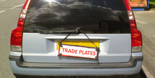 Trade plates on car